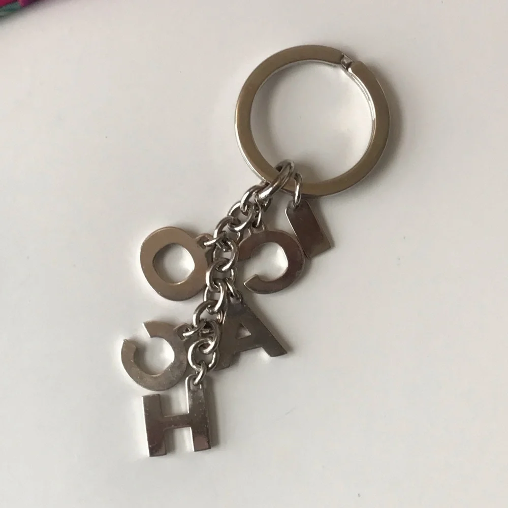 Coach Silver Crystal 'COACH' Letter Keychain